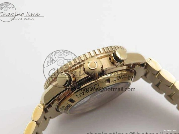 0517 Seamaster Pro Chrono RG Best Edition Black Ceramic Black Dial On RG Bracelet A ComfortFit 8130